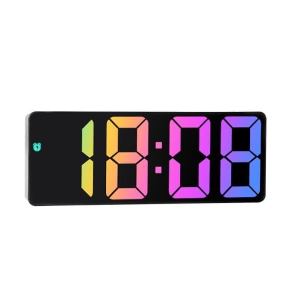 Färgtypsnitt LED elektronisk klocka vid sängen väckarklocka storskärmsklocka (0725 svart skal