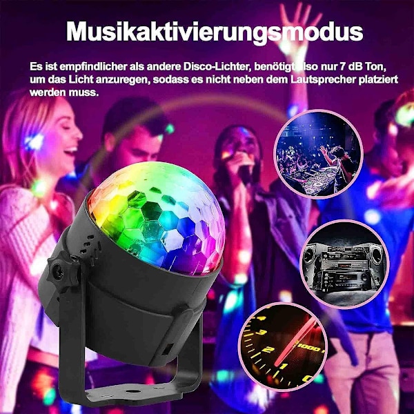 Discokugle Disco Lys LED Disco DJ Lampe 3W RGB Scenelys KLB
