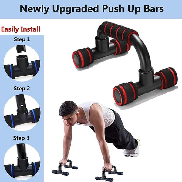 Push-up-kahvat, 2 kpl push-up-kahvoja musta punainen