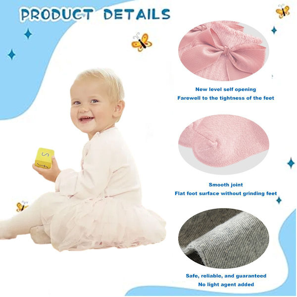 Dobbel rosa babystrømper med sløyfe høst/vinter 13-15cm KLB