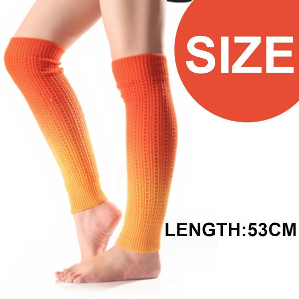 Naisten muodikkaat talviset leggings-saappaat pitkät jalkalämmittimet neulotut oranssit KLB