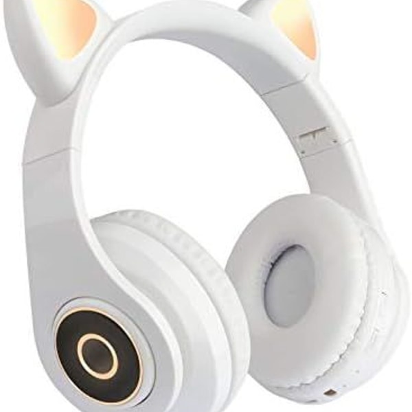 Langattomat Bluetooth kuulokkeet Kissan korvat LED-valo Valkoinen