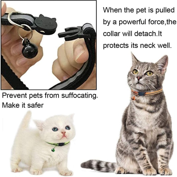 12 STK reflekterende kattehalsbånd, anti-choke kattungehalsbånd og klokke, justerbart kattehalsbånd, personlig katte- og kjæledyrtilbehør