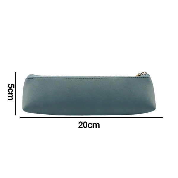 Makeup Bag Pen Pencil Stationery Bag Pouch PU Leather Green KLB