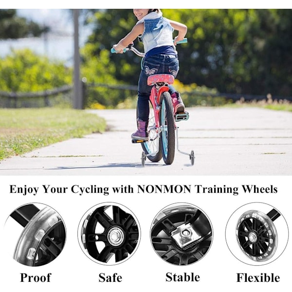 Stödhjul för barncyklar, 12-20 tum, svart