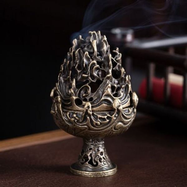 Retro Innendørs Aroma Diffuser Kobberlegering Røyker Ornament Stor
