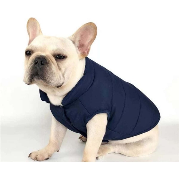 Blå størrelse M i vinterfrakker til hunde Tøj Hundejakke Varm vinterforet frakke Fransk Bulldog Mops Hundetøj Vest