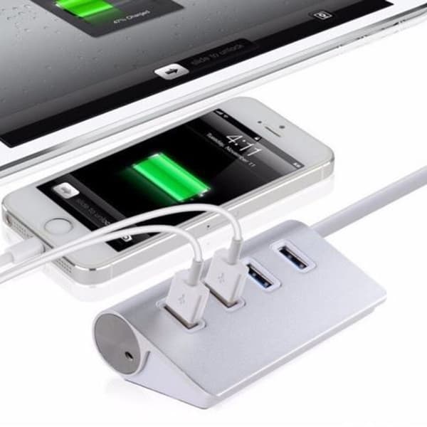 Metallhub med 4 porter, USB 2.0 for PC, flere stikkontakter, adapterutvidelse