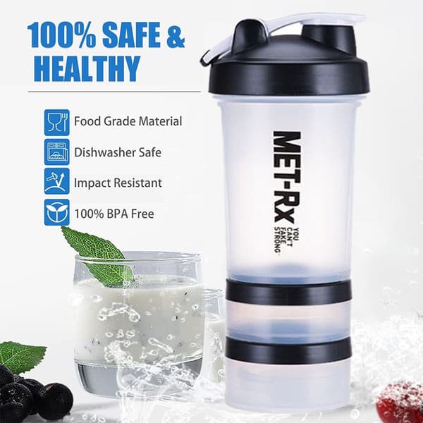 Shaker-pullo proteiinisekoituksille, vuotamaton smoothie-sekoitin, valkoinen