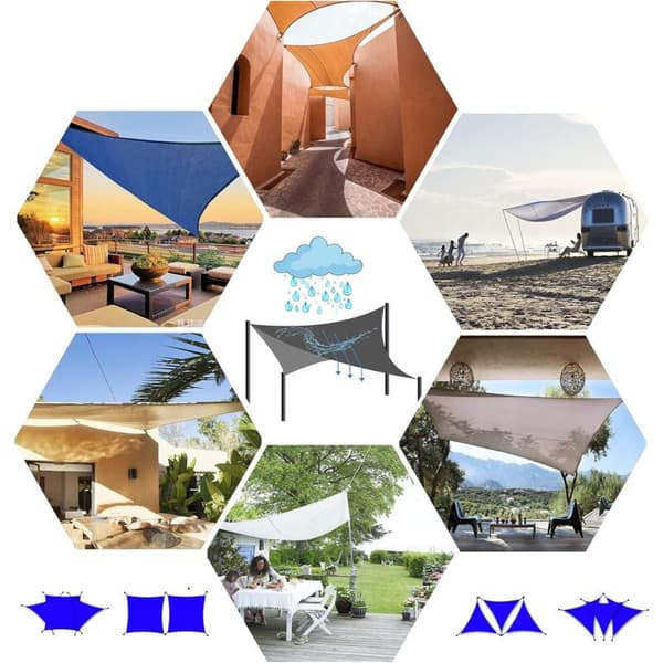 Rektangulär skuggskydd 4x6 m Vattentät Anti 93% UV Vattenresistent Vindskydd för Trädgård Terrass Camping Mörkgrå KLB