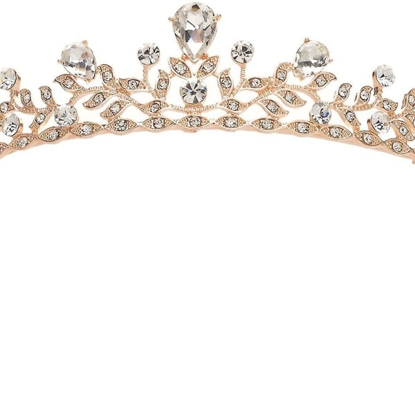 Mousserende Krystal Kronprinsesse Tiara Rhinestone Leaf Pageant Bryllupshår KLB
