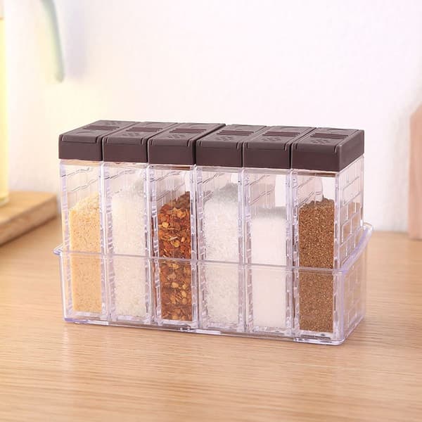 6 stk/sett 2-veis dekselåpning dobbelthulls krydderboks potte KLB
