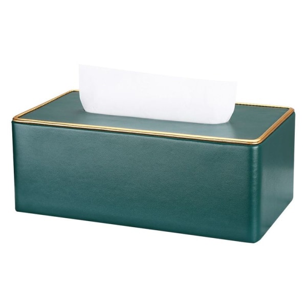 Rektangulär läder servettbox (mintgrön)
