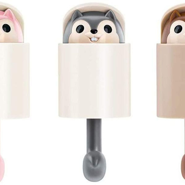 3-pack ekorrhållare, barns självhäftande krokar, handdukskrokar, självhäftande krokar, djurväggkrokar