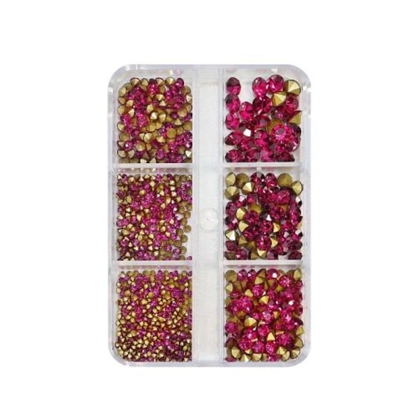 2 sæt manicure diamant neglepynt med 6 gitre - 05 lilla