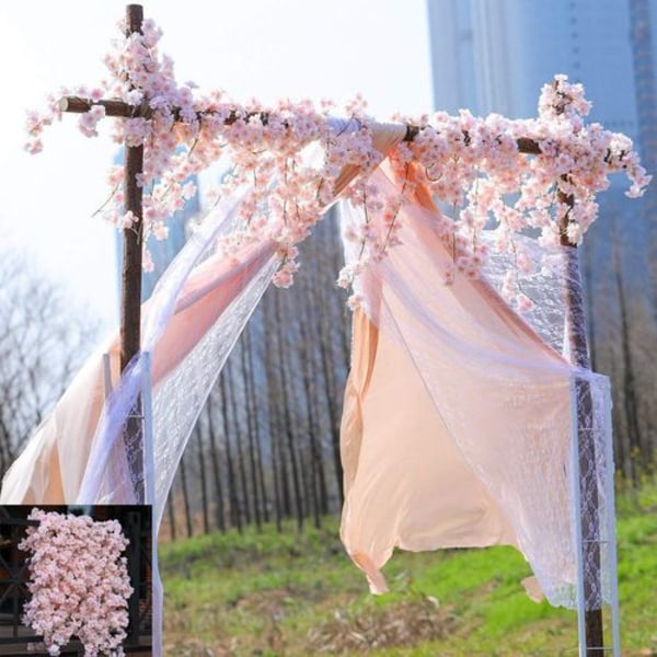 Konstgjord körsbärsblomstergirlang rosa 1,8 m, för bröllop, fest, 2-pack