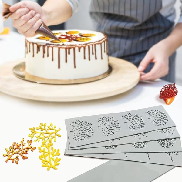 5PCS Blade Former Silikonbageforme Fondantforme, Hul 3D Koralgren