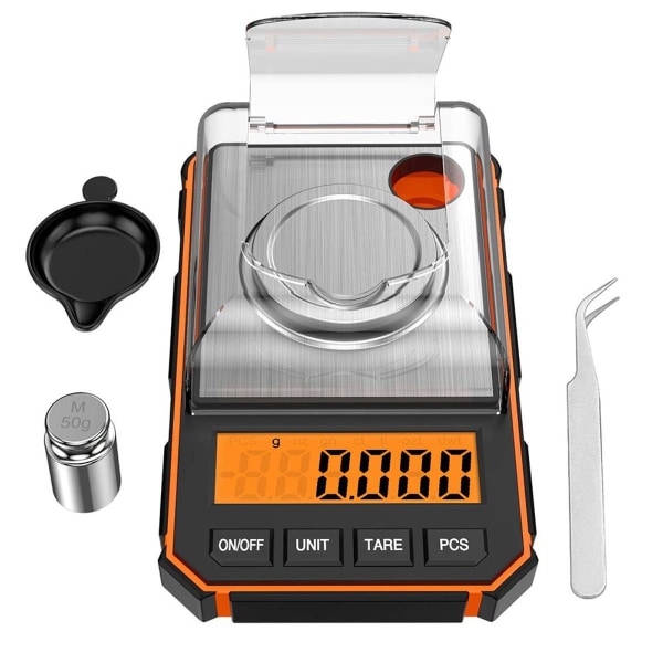 Precisionsskala 50 g / 0,001 g, digital milligramsskala med LCD-display, KLB