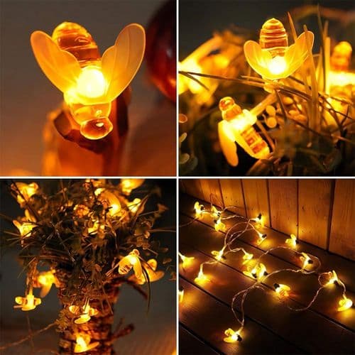 Solcelled bie-lysstreng, 20 LED 5M Solcelled bie-lysstreng 8 moduser