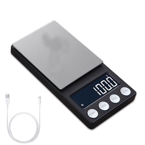 Mini Lomme 500/0,01g Høj Præcision LCD Baggrundsbelyst Vægtskala 1kg/0,1g KLB