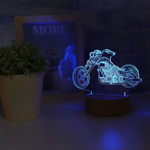 3D akrylpanel, fargerikt LED nattlys, USB strømforsyning KLB