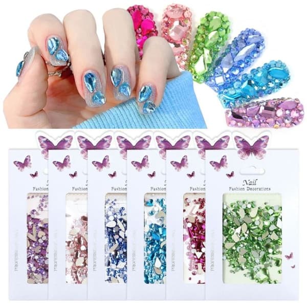 DIY Flat Bottom Shaped Glass Mixing Nail Rhinestone-06