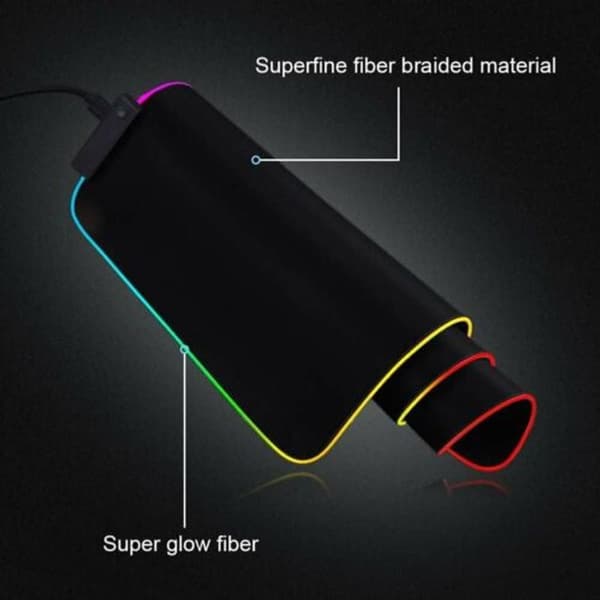 REAWUL RGB Gaming Musemåtte Stor - 7 LED Farver 14 Belysningstilstande Gaming