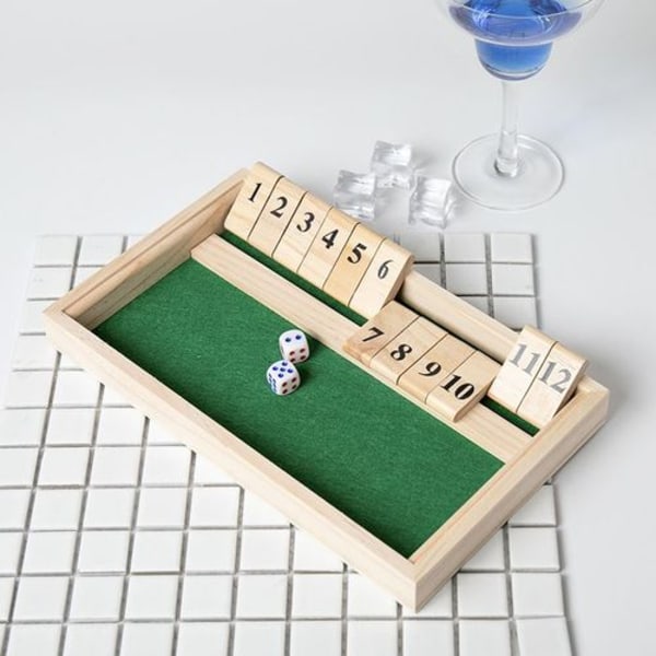 Relaxdays Shut The Box 9 bitar, 2 träkuber & tärningsbräde, för minst 2 spelare, elegant