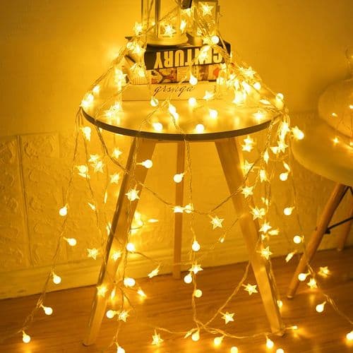 LED stjernelys, 10 LED'er 1,5M varm hvid feelysslynge til