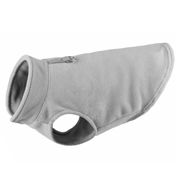 Varm fleece hundegenser med O-ring-bånd - Vintergrå