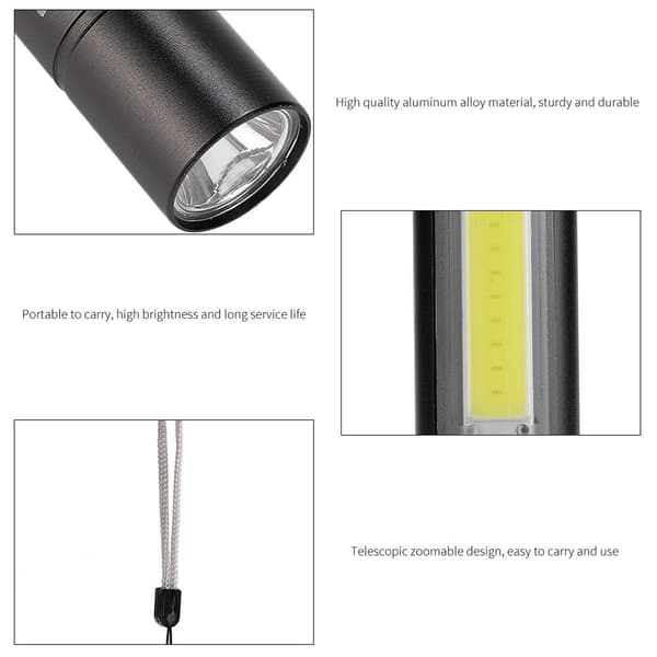 USB-ladattava LED-taskulamppu, kannettava XPR + COB -taskulamppu KLB:lle