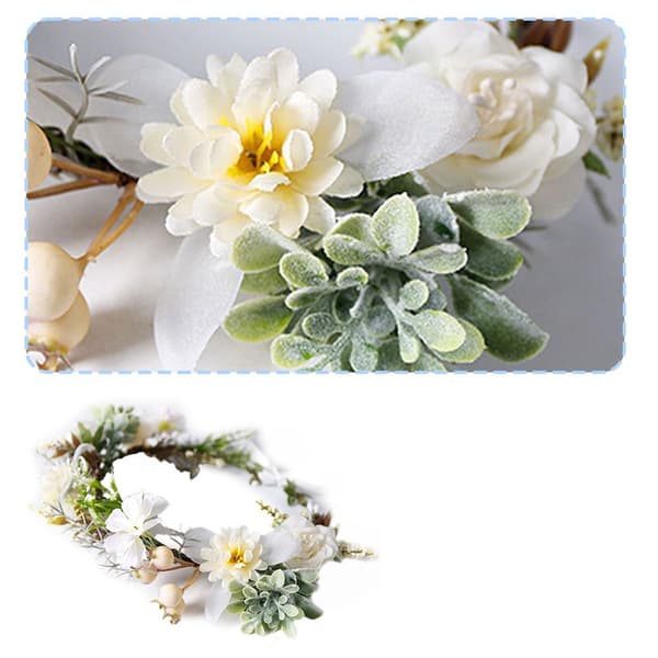 Boho Blomster Hodebånd Hårkrans Blomsterkrans Krone Halo Form1