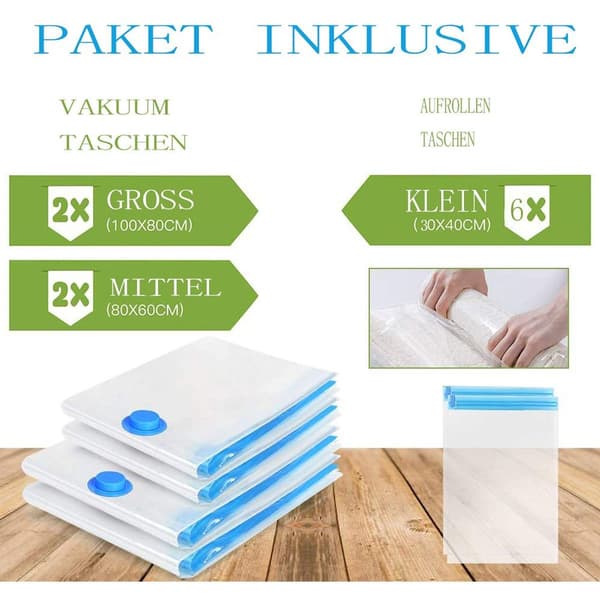 BoxLegend vakuumpåsar 10 st 100x80cm 80x60cm förvaringsväskor resor KLB