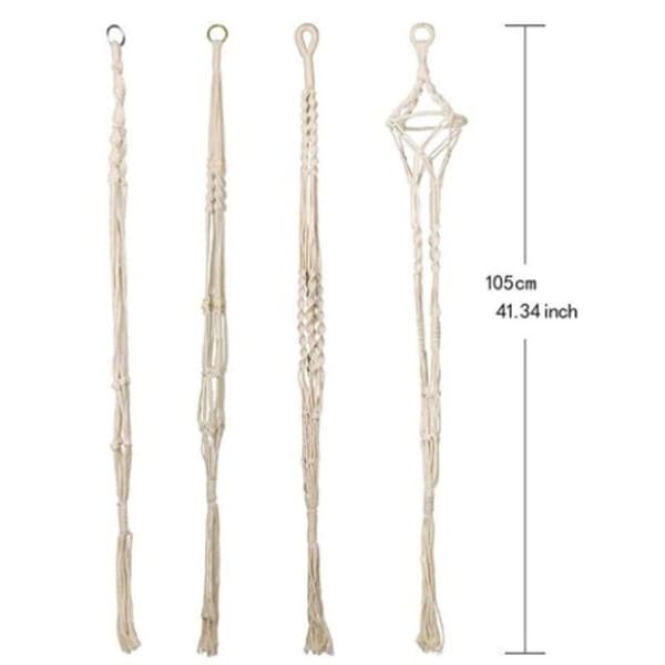 Sæt med 4 blomsterpotteplantholdere til indendørs og udendørs macrame planteholdere
