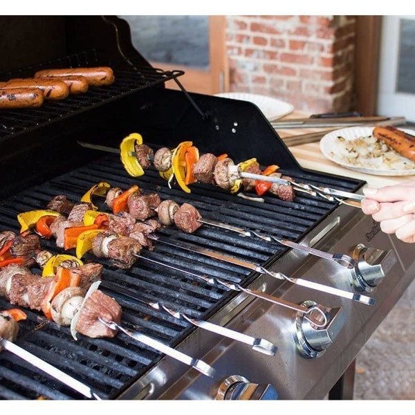 Grillspyd i rustfritt stål, lange grillspyd, kebabspyd
