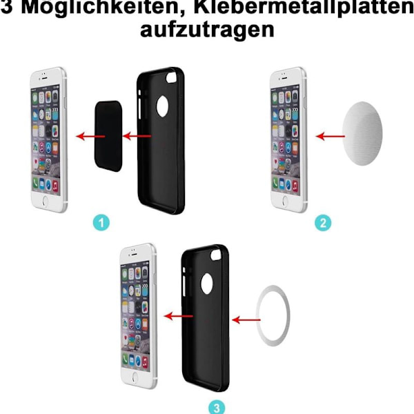 Självhäftande metallplattor för mobila enheter - 6-pack