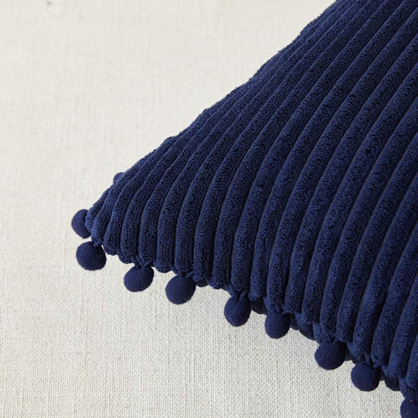 2-pack kuddfodral för soffa, 45 x 45 cm, elegant kuddfodral med pom poms