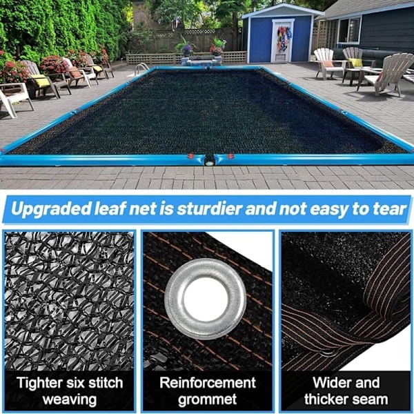 Bladnätsskydd för rektangulär pool, ovanmarksskydd för pool, utomhusskydd för döda löv och skräp 3×5m(10x16,4ft) KLB