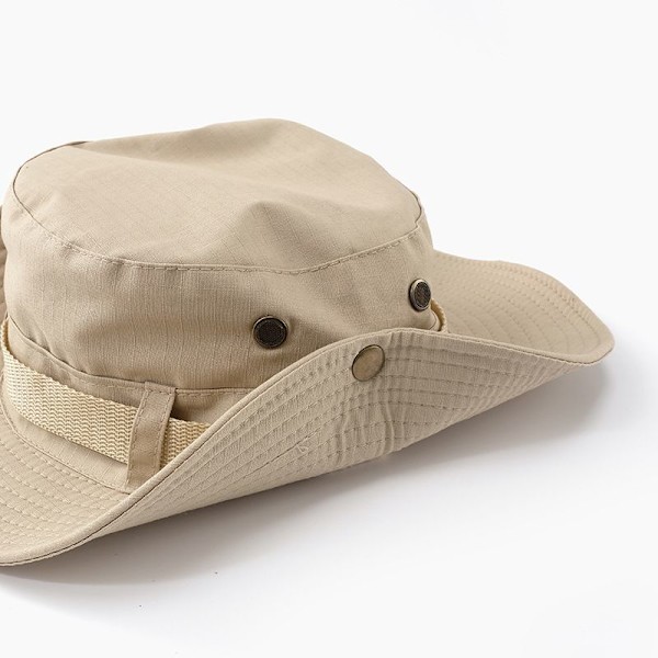 Utomhus solhatt med bred brätte, dubbellagers klassisk stridshjälm i arméstil djungel solhatt för fiske, jakt, camping