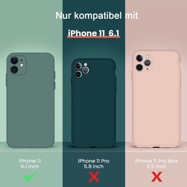 iPhone 11 cover, silikone [firkantede kanter] & [kamerabeskyttelse] forbedret