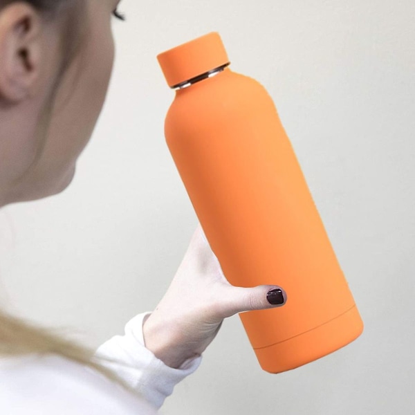 2 stk. rustfrit stål vandflaske termokande rød + orange 350ml + 750ml KLB