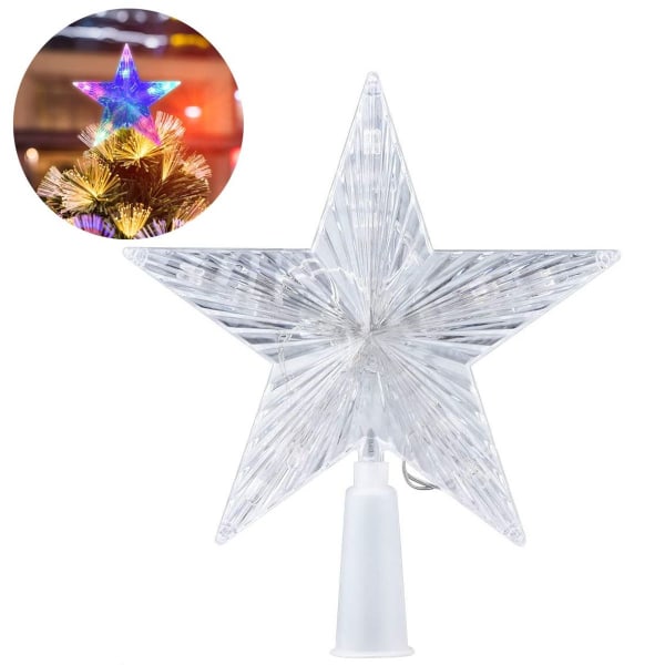 Batteridriven Christmas Tree Star - Lätt och mångfärgad för juldekoration KLB