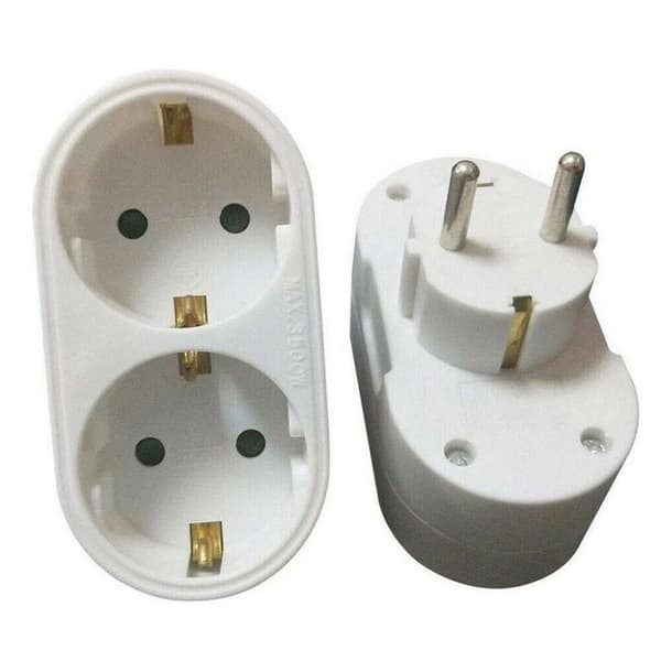 2-vejs EU-stikkontakt, multistikkontakt, strømstik, tredobbelt stikkontakt-adapter