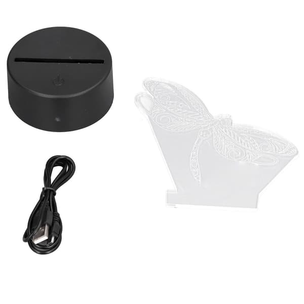 Libelle mønster 3D lys 7 farve skiftende LED natlys KLB