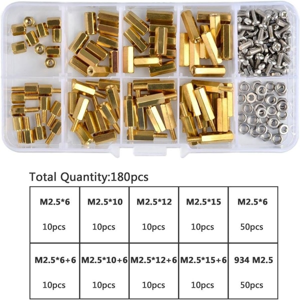 180 kappaletta M2.5 kuusiokolo messinki välikkeet välikkeet KLB