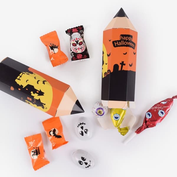 10 st Cartoon Penna Presentask Candy Presentask Halloween Rolig Penna Presentask Present (Lila)