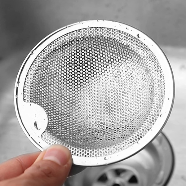Rostfria diskbänksfilter, avloppsskydd, handfatfilter 10,2 cm silduk med handtag för badrum, dusch, kök 2 st