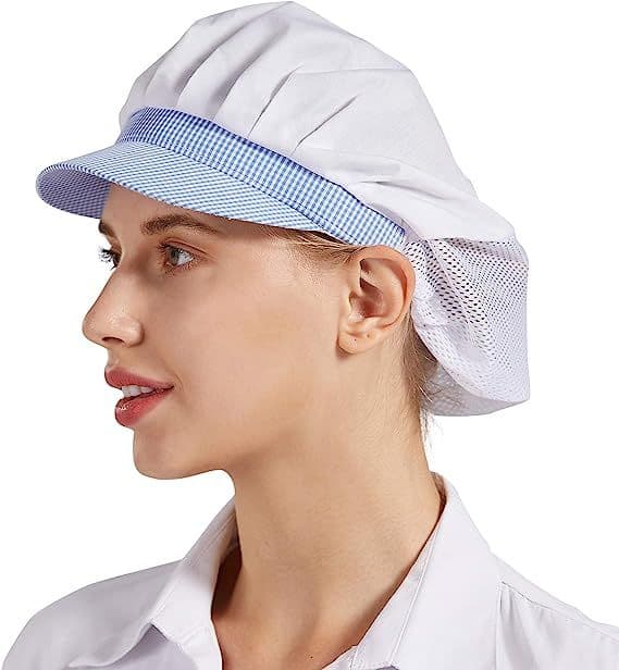 (Halv Mesh Blå) 3 st kockmössa kök matlagning kockmössa matservering hårsnät för kvinnor, en storlek