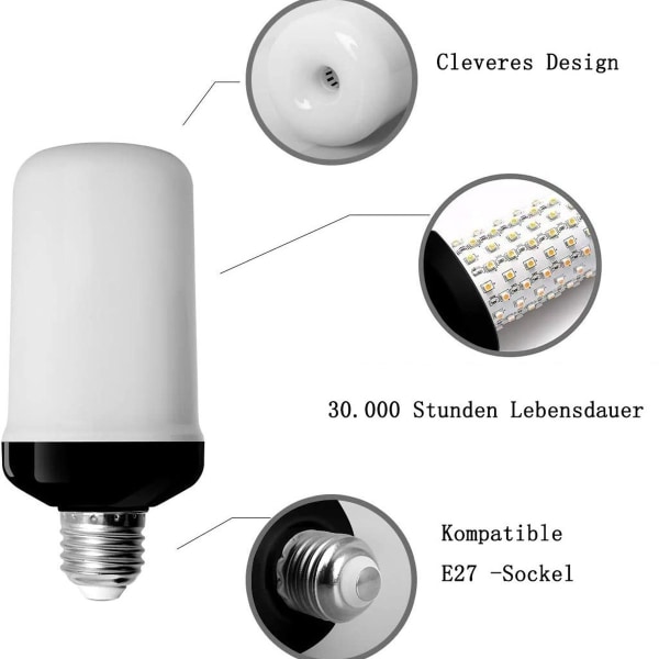 Liekkimäinen lamppu, E27-kanta, välkkyvä valotehoste, 3W LED KLB