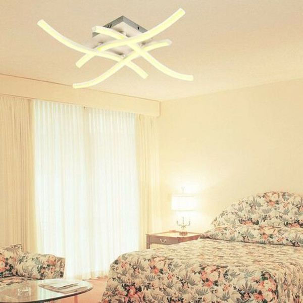 Hofuton 24W Moderne Bølgeformet LED-loftslampe, Lysekrone med 4 Arme, Aluminium LED-loftslampe til Soveværelse Stue Køkken Spisestue